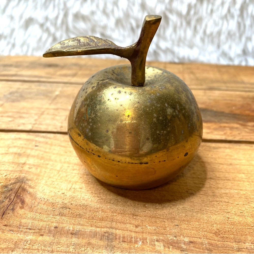 Vintage Teachers Brass Apple Bell Fruit Decor